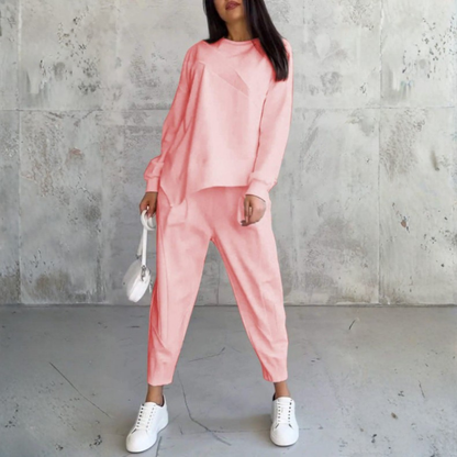 Women's Long-Sleeve Irregular Hem Sweatshirt & Pants Set